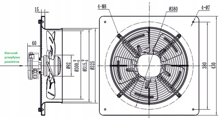 Wentylator przemysłowy wyciągowy 300mm wyd. 1845m3