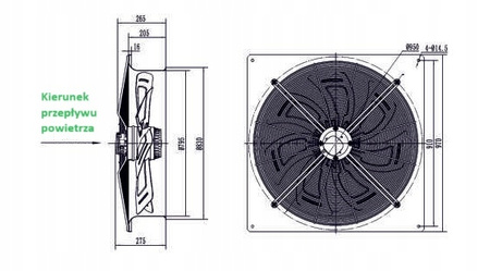 Wentylator przemysłowy wyciągowy 800 mm + Żaluzja 1000 mm